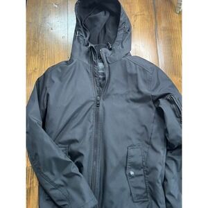 Calvin‎ Klein Mens Black Full Zip Hooded Bomber Jacket Size Medium